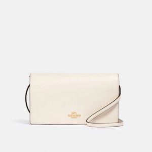 Coach Foldover Clutch Crossbody Bag in Cream/White